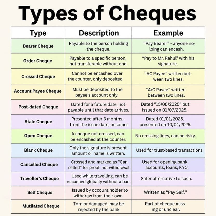 13 Types of Cheques